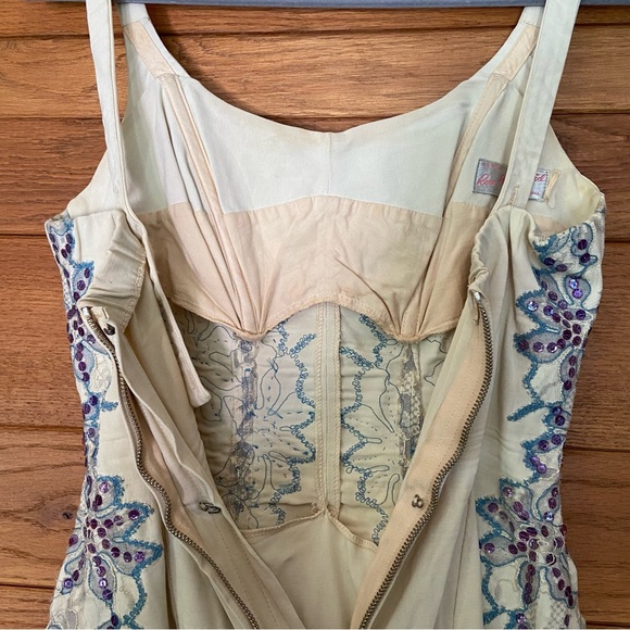 Vintage Rose Marie Reid sequin floral lace pin up one piece 1950s swimsuit - Picture 9 of 11